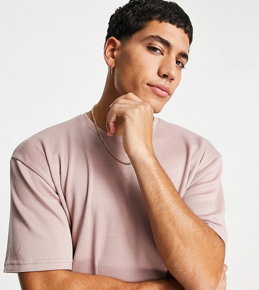 VAI21 – Geripptes T-Shirt in rauchigem Rosa günstig online kaufen