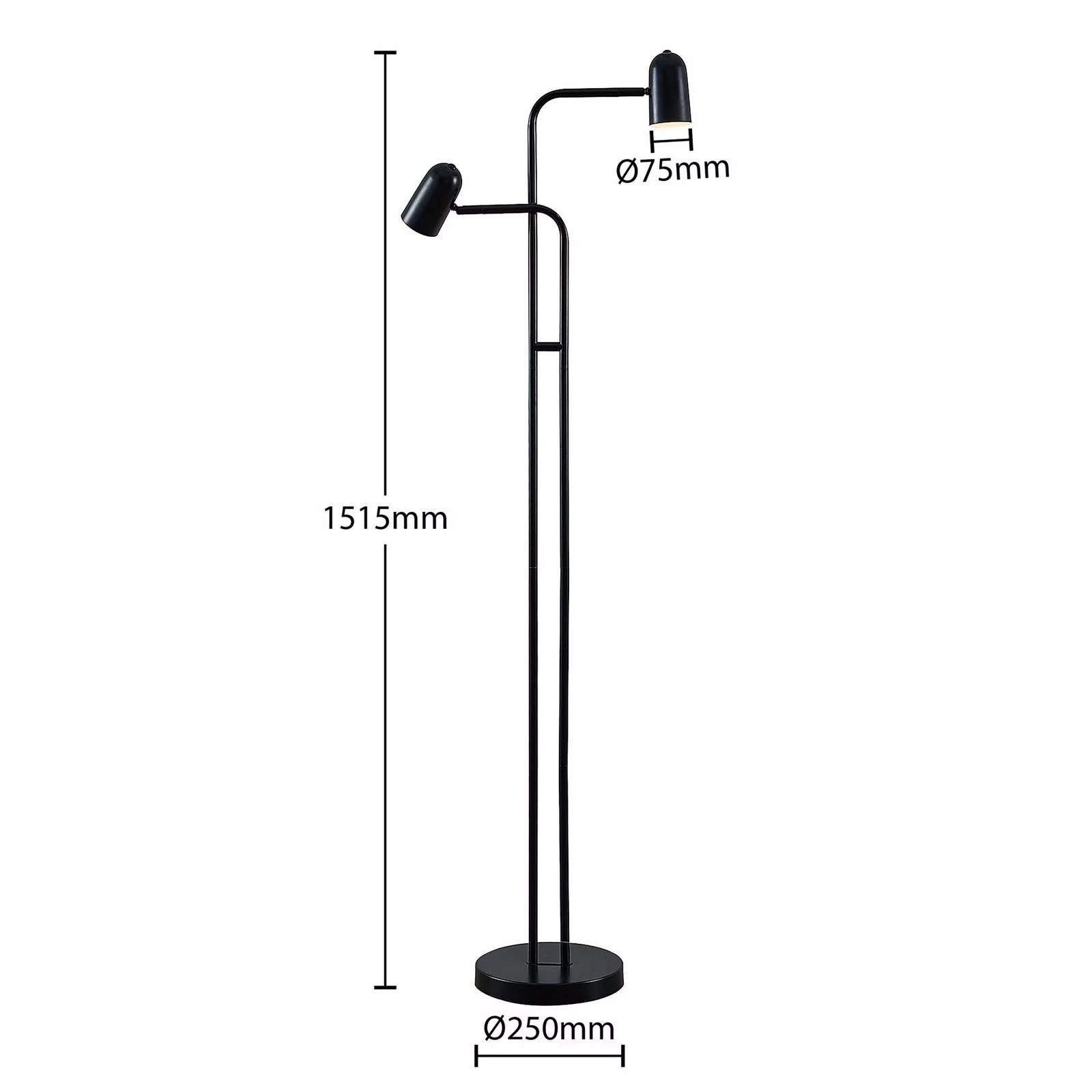 Lindby Skalum Stehlampe, schwarz, zweiflammig günstig online kaufen