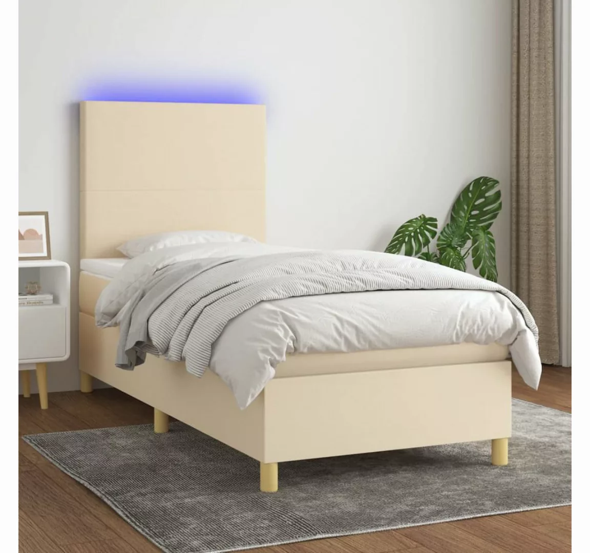 vidaXL Boxspringbett (90 x 200 cm, mit Nieten, Schwarz), mit LED günstig online kaufen