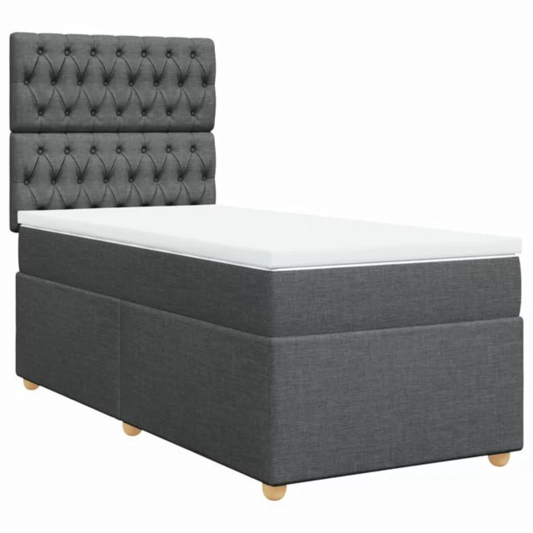 vidaXL Boxspringbett Boxspringbett mit Matratze Dunkelgrau 90x200 cm Stoff günstig online kaufen