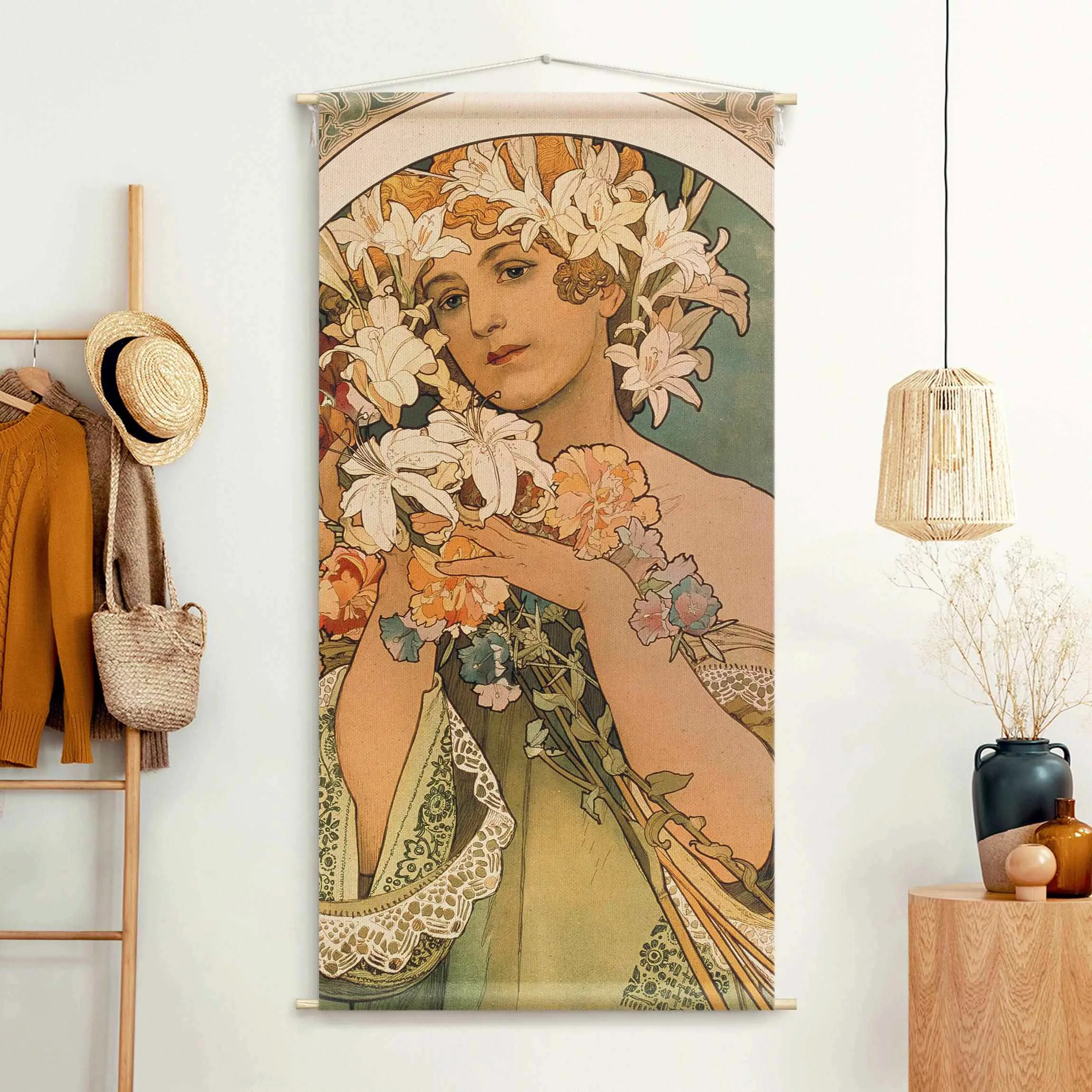 Wandteppich Alfons Mucha - Blume günstig online kaufen