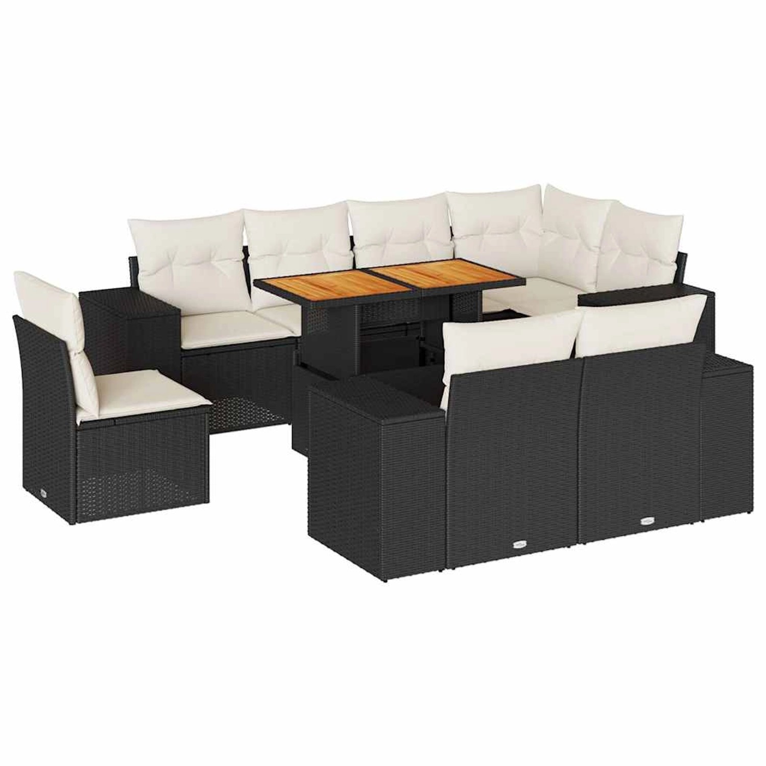 vidaXL 9-Tlg Garten-Sofagarnitur mit Kissen Schwarz Poly Rattan 3327388 günstig online kaufen