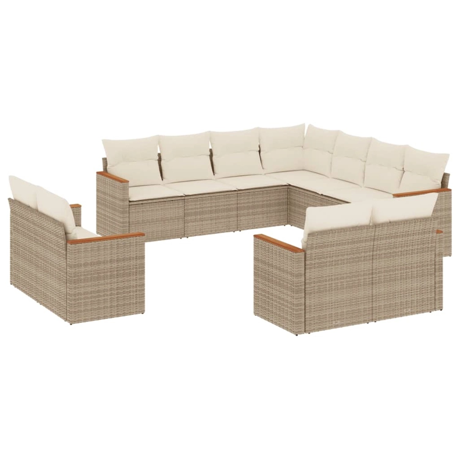 vidaXL 11-Tlg Garten-Sofagarnitur mit Kissen Beige Poly Rattan 3258901 günstig online kaufen