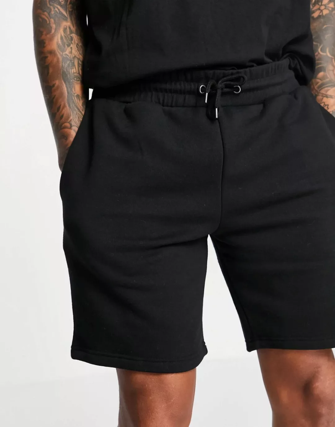 River Island – Schmale Jerseyshorts in Schwarz günstig online kaufen