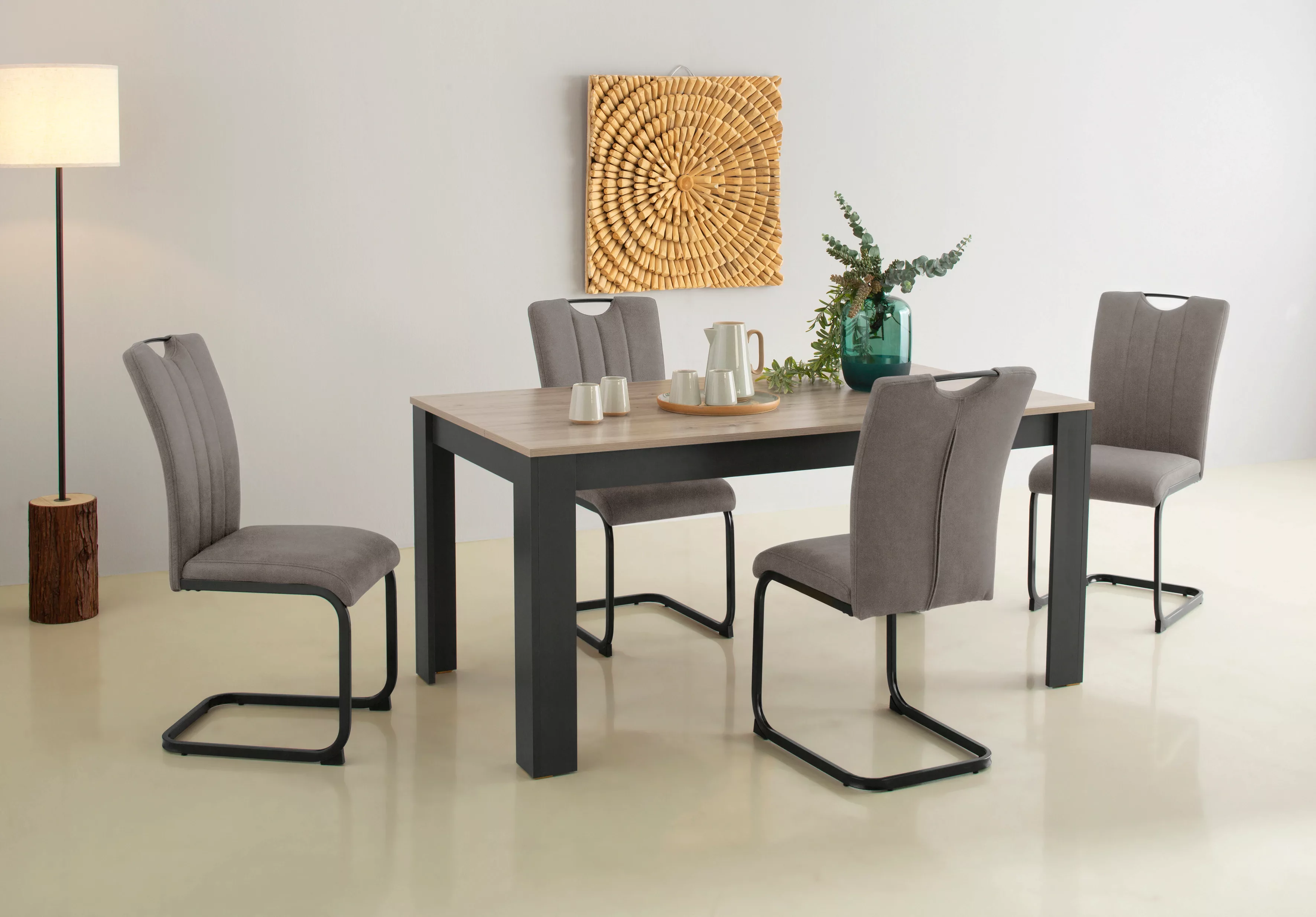 Home affaire Essgruppe "Napoli", (Set, 5 tlg., 4 Freischwinger + 1 Esstisch günstig online kaufen