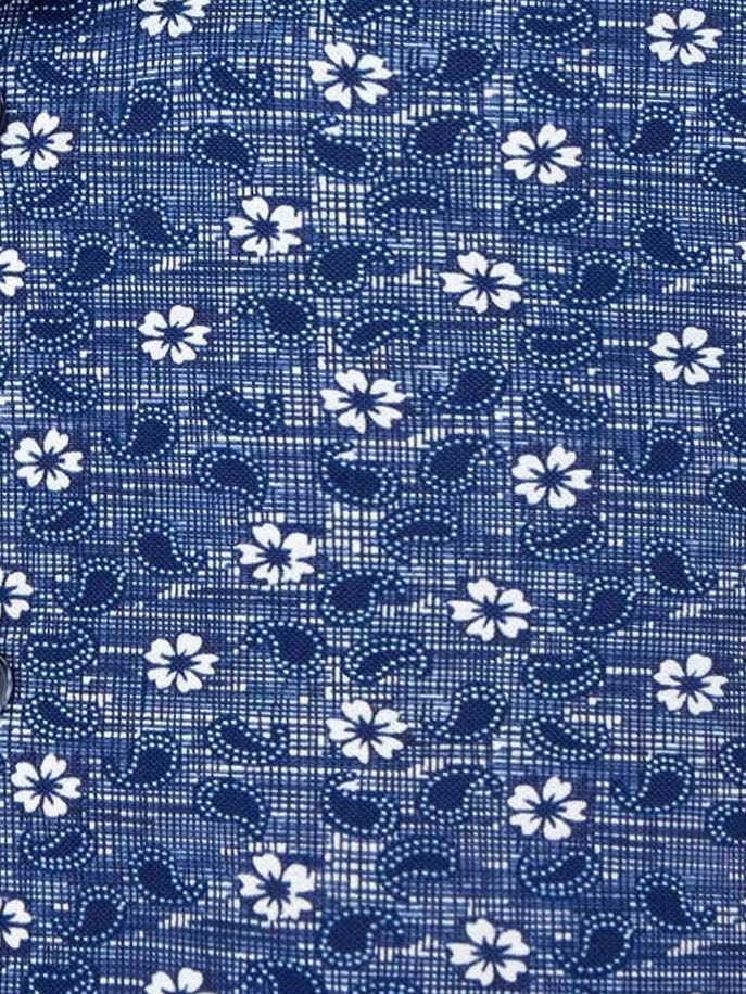 R2 Hemd Tech Knit Flowers & Paisley Blau - Größe 43 günstig online kaufen