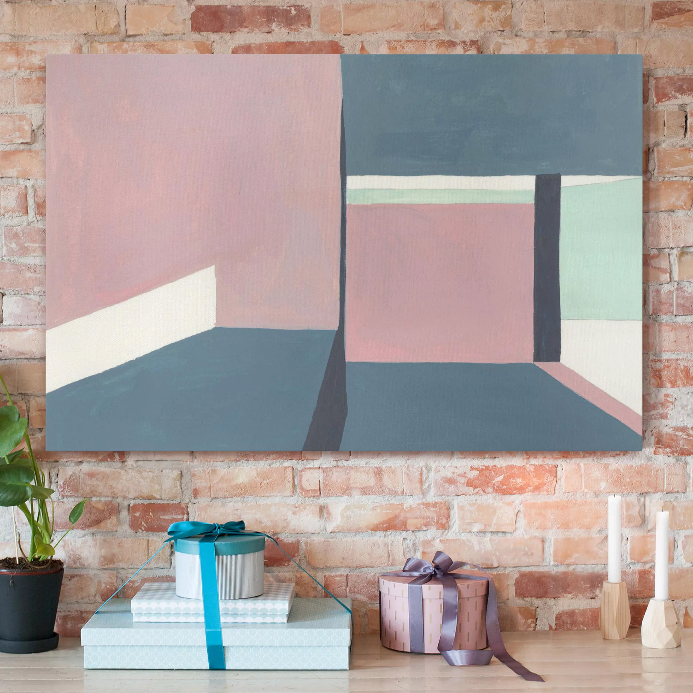 Leinwandbild Abstrakt - Querformat Schatten der Wände IV günstig online kaufen