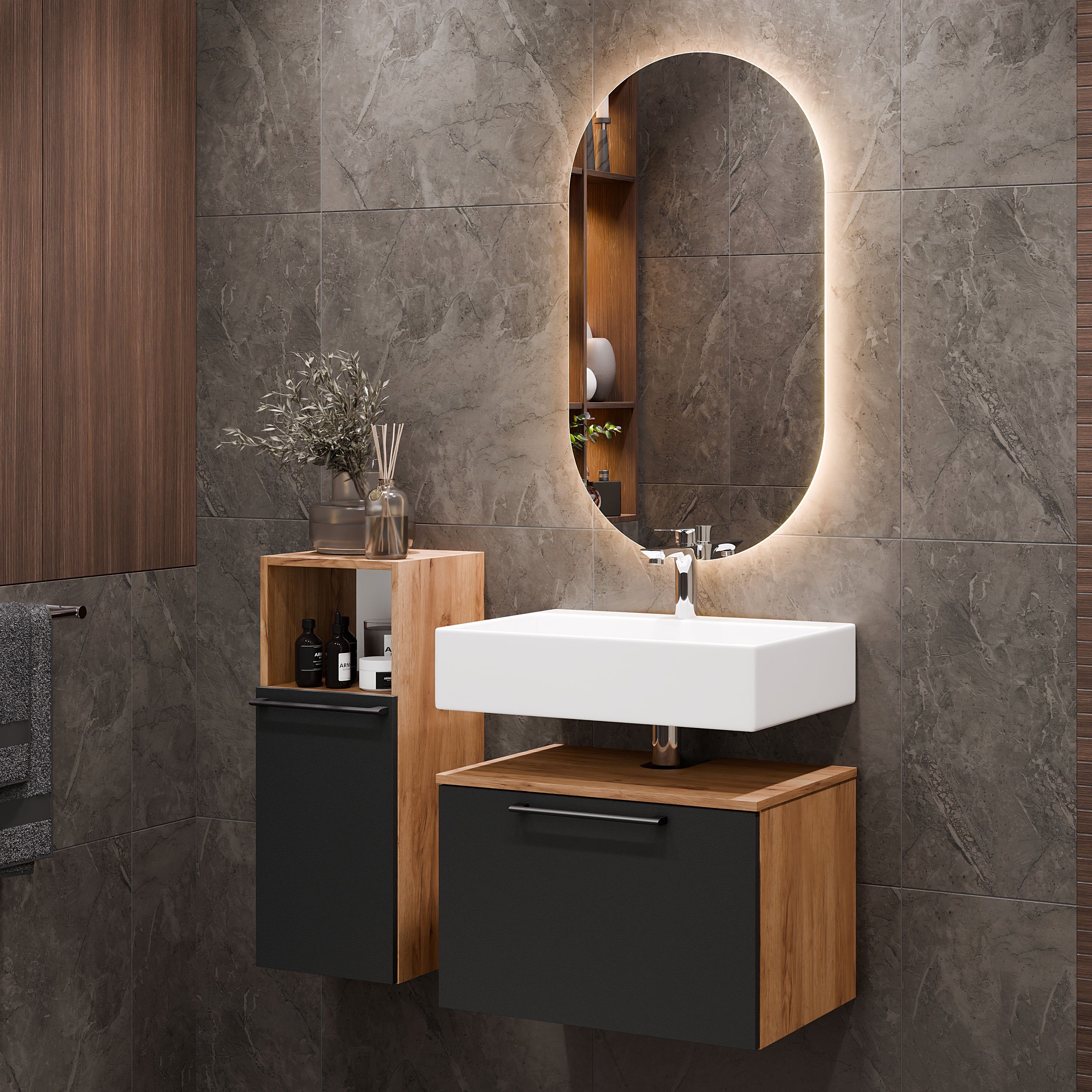 Planetmöbel Badmöbel-Set Astra, (Badezimmer Möbel im günstig online kaufen
