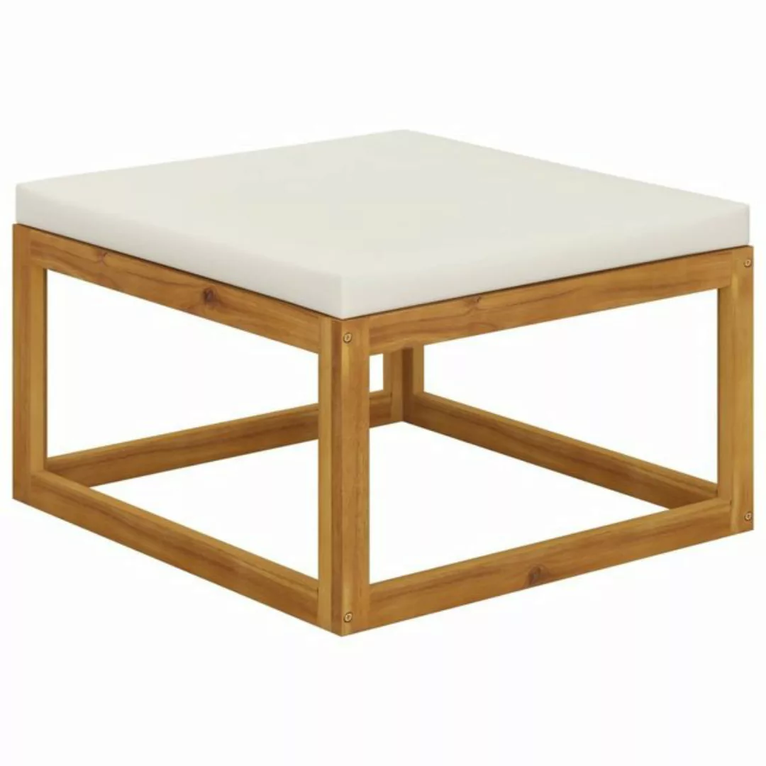 vidaXL Sofaelement Hocker mit Cremeweißem Kissen Massivholz Akazie (1 St) günstig online kaufen