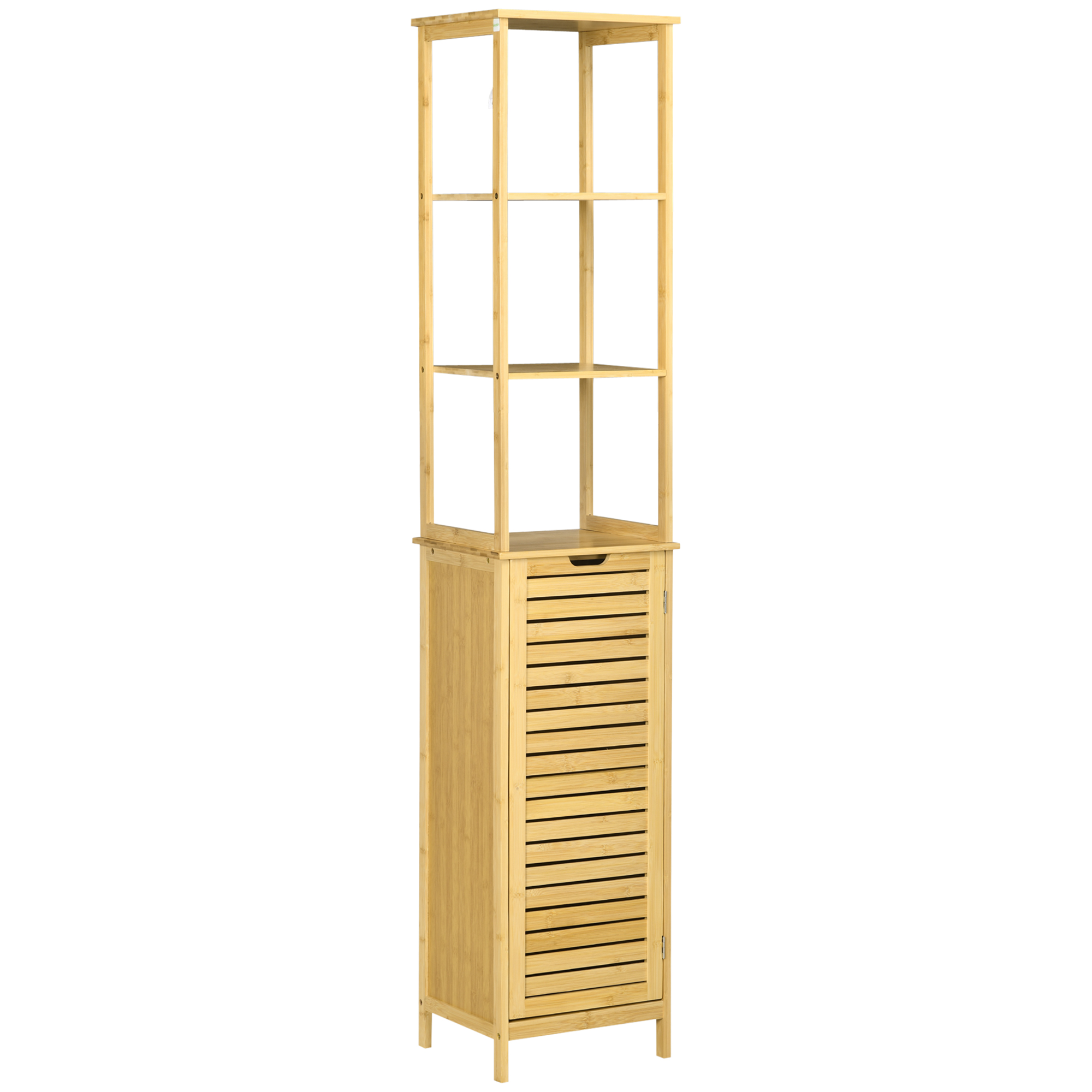 kleankin Badschrank Bambus, 34 x 30 x 173 cm, mit 3 offenen Fächer und 1 Sc günstig online kaufen