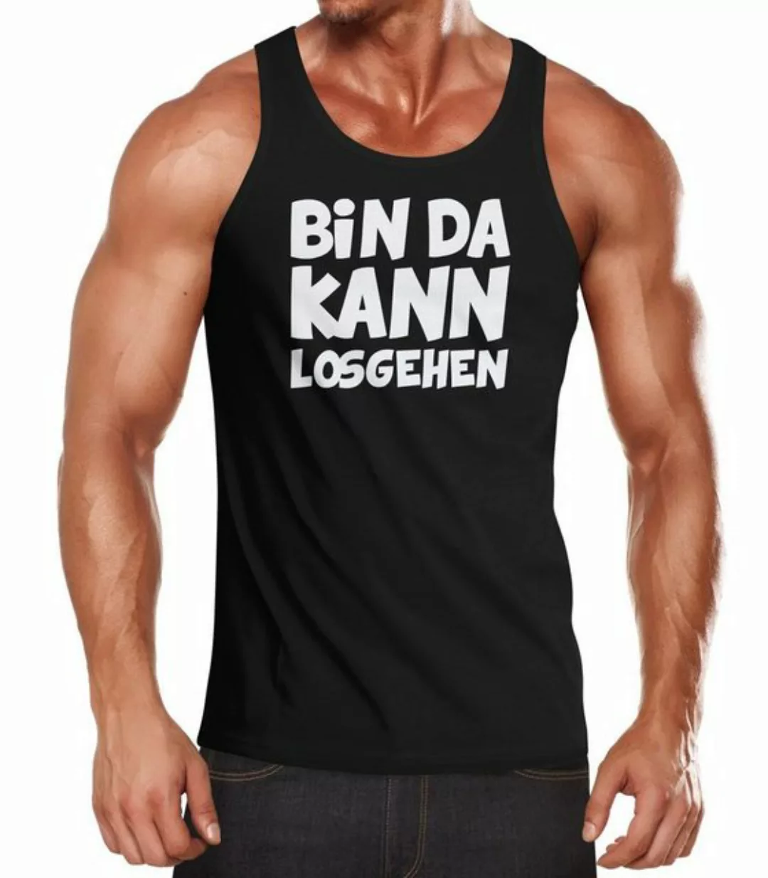 MoonWorks Tanktop Herren Tanktop Spruch Bin da kann losgehen Muskelshirt Mo günstig online kaufen