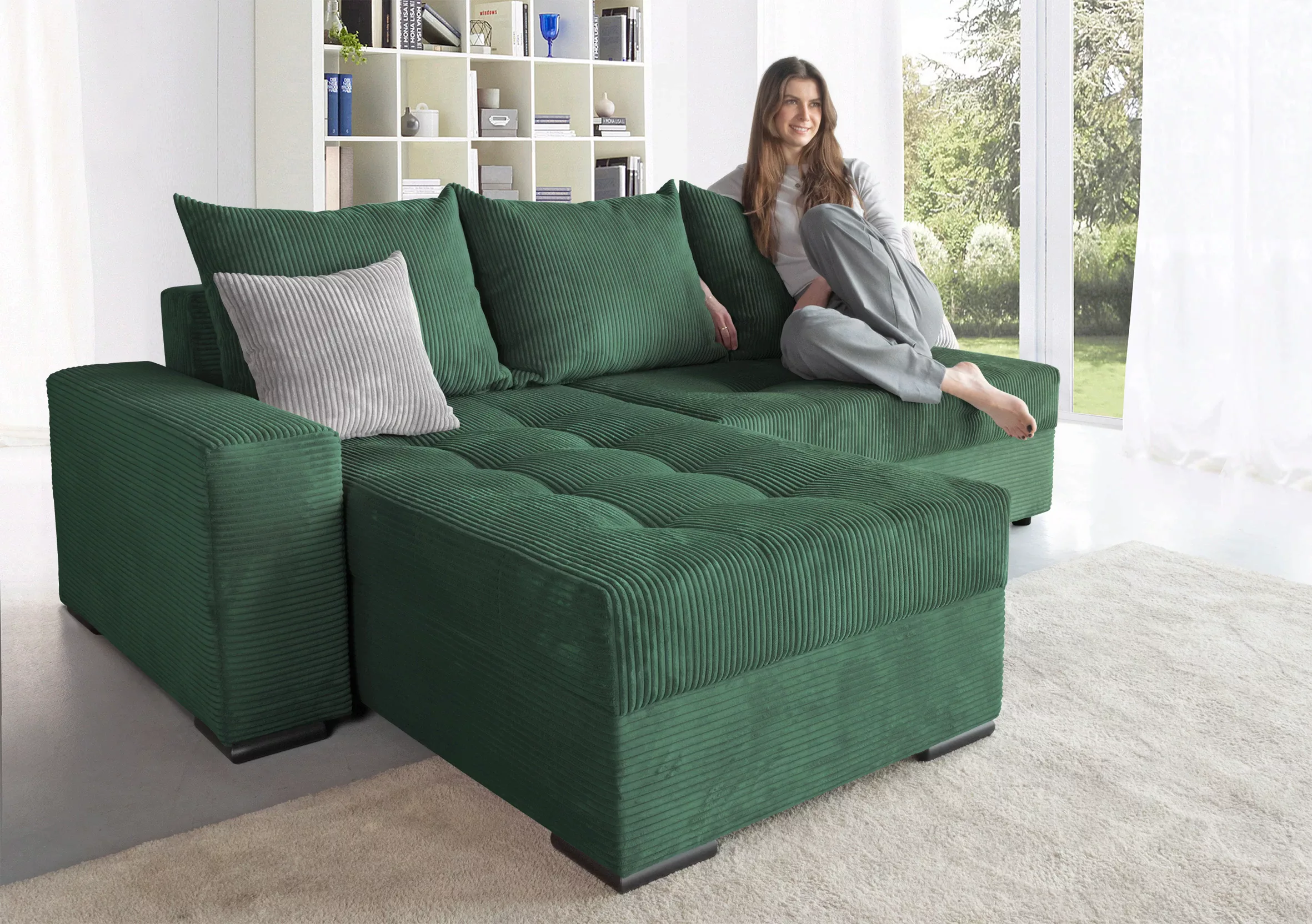 COLLECTION AB Ecksofa "Josy L-Form, Breite 214 cm, mit 3 großen Rückenkisse günstig online kaufen