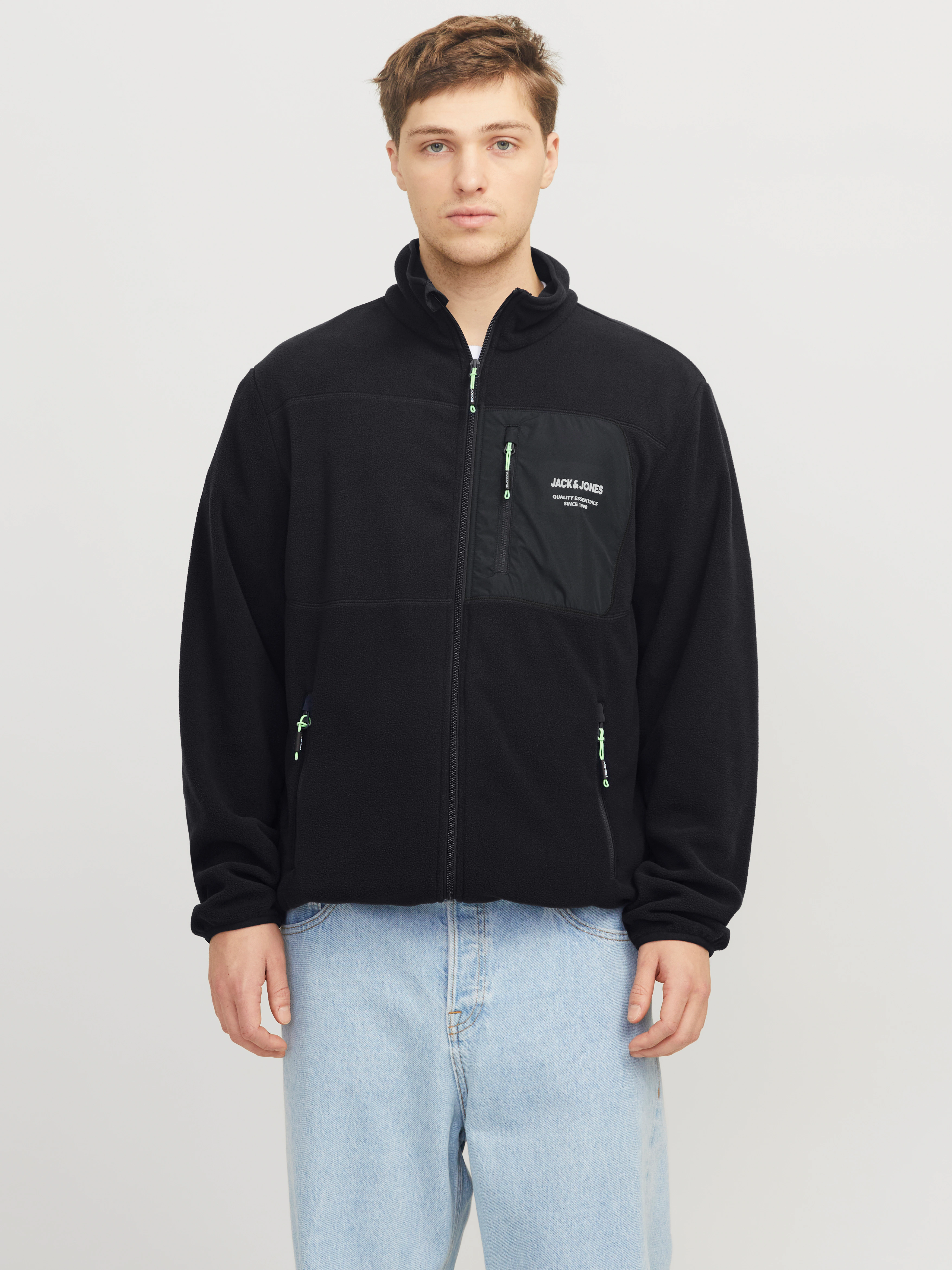 Jack & Jones Outdoorjacke "JJTHEO – Fleecejacke mit Stehkragen und Logoprin günstig online kaufen