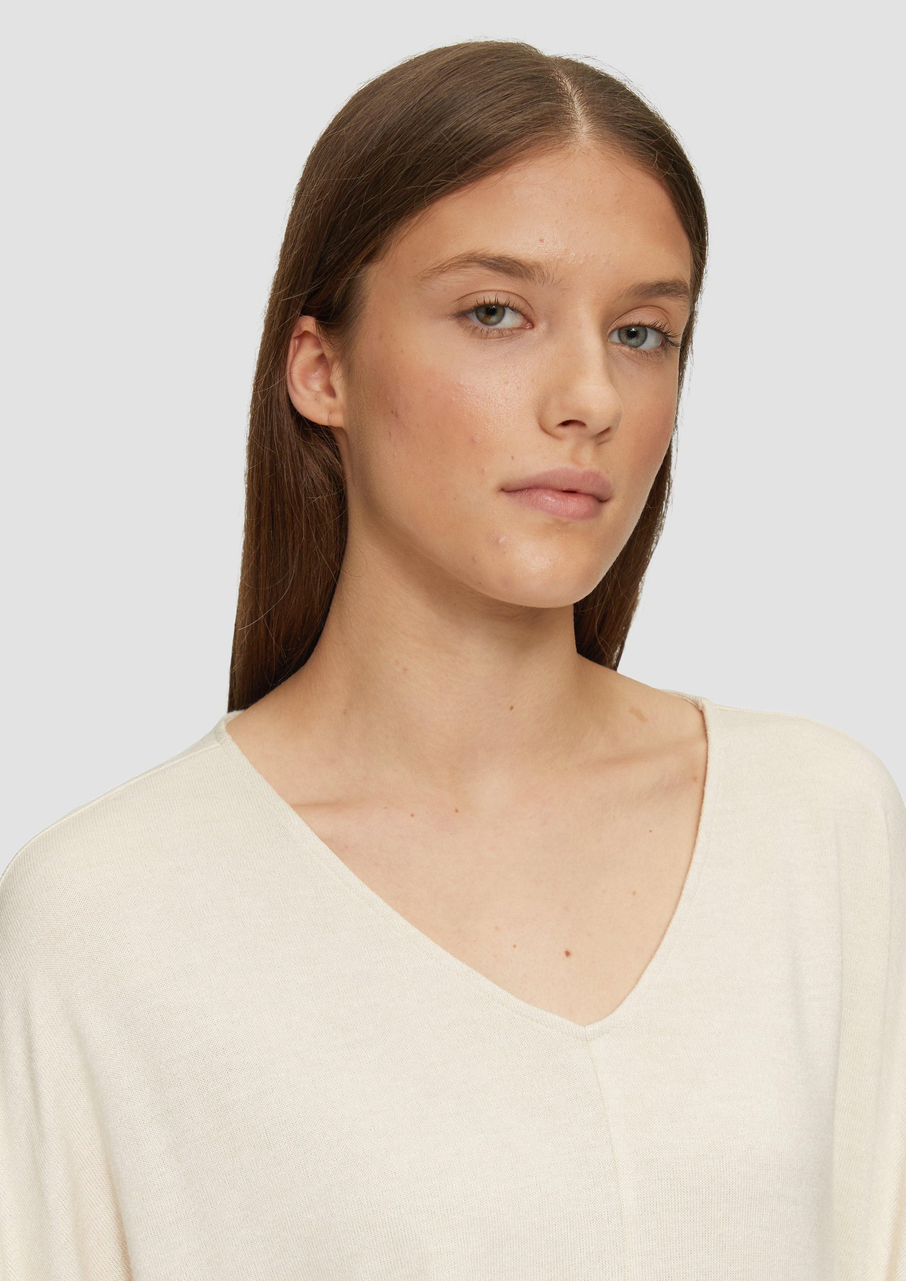 s.Oliver Langarmshirt Meliertes Langarmshirt mit Fledermausärmeln günstig online kaufen