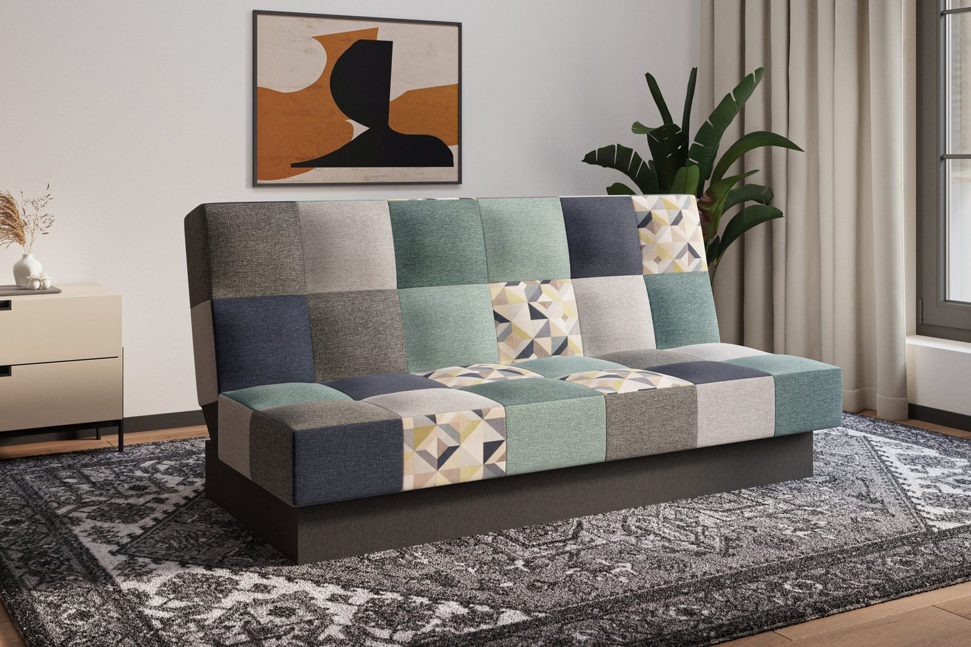 MOEBLO Schlafsofa Cyprus patchwork, Sofa Kippsofa Klappsofa Clic-Clack Couc günstig online kaufen