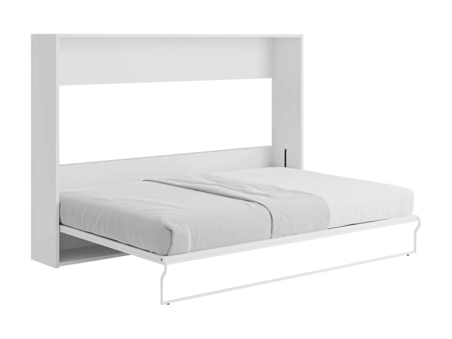 Schrankbett 140 x 200 cm - Manuelle horizontale Öffnung - Weiß und Grau - M günstig online kaufen