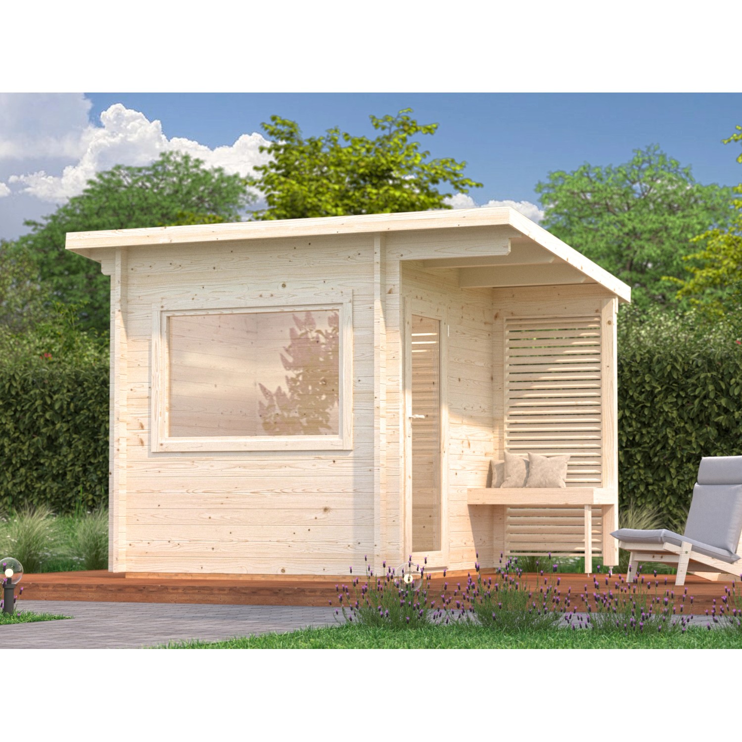 Palmako Sauna Sanna 210 x 210 cm Lackiert Grau-Weiß FSC® günstig online kaufen