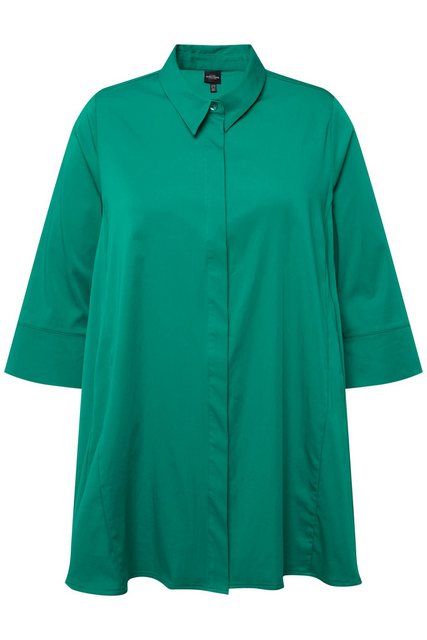 Ulla Popken Hemdbluse Bluse Godeteinsätze A-Linie Hemdkragen 3/4-Arm günstig online kaufen