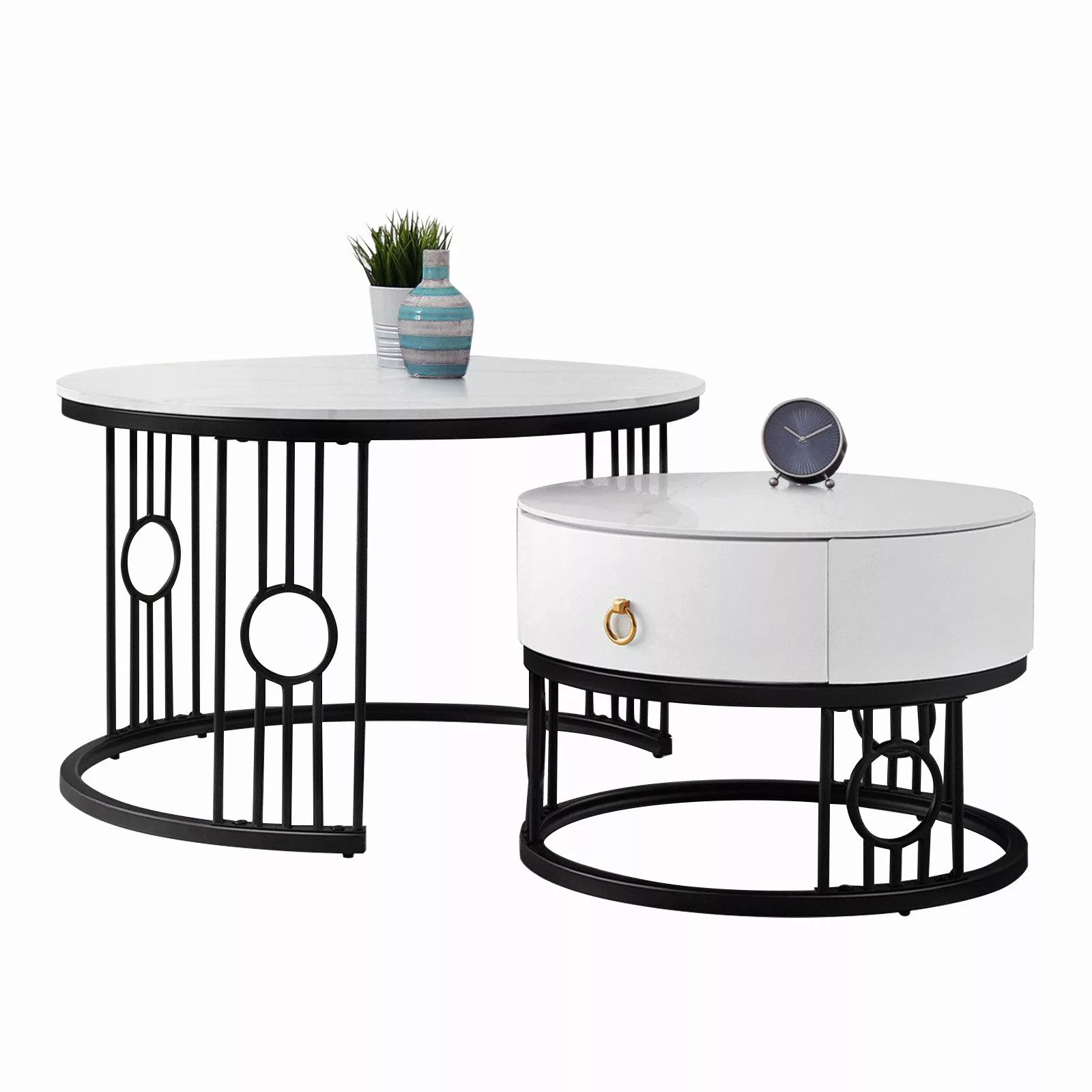 OKWISH Couchtisch Satztisch Rund Beistelltisch Kaffeetisch günstig online kaufen