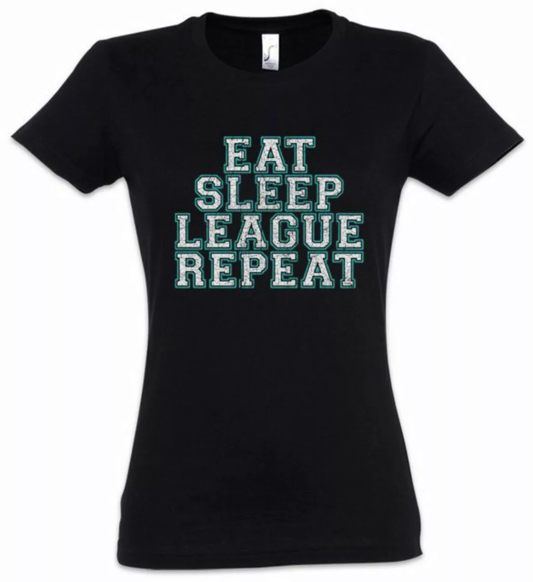 Urban Backwoods Print-Shirt Eat Sleep League Repeat Damen T-Shirt Gamer Gam günstig online kaufen