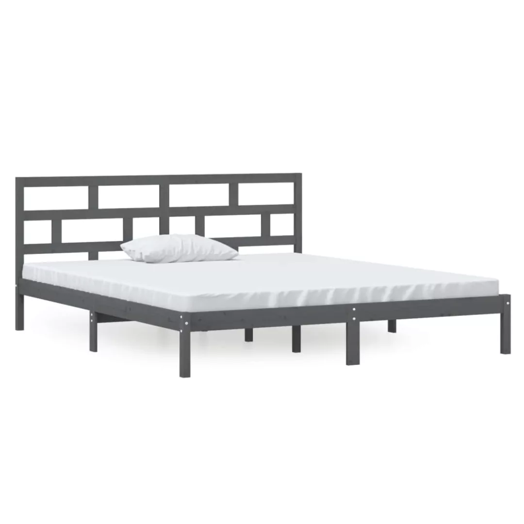 Vidaxl Massivholzbett Grau 135x190 Cm 4ft6 Double günstig online kaufen