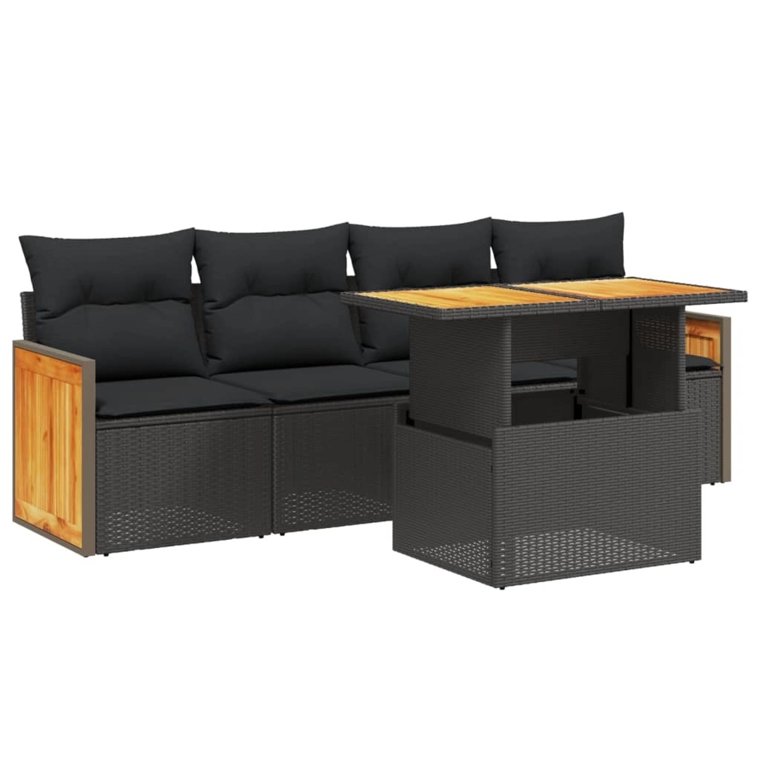 vidaXL 5-Tlg Garten-Sofagarnitur mit Kissen Schwarz Poly Rattan 3273834 günstig online kaufen