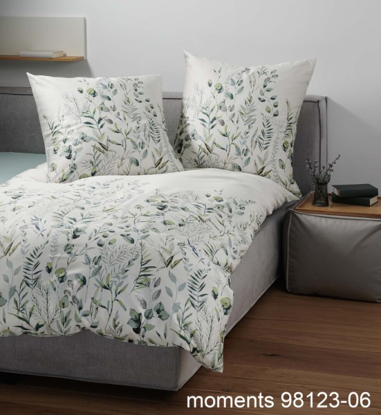 Janine Janine Mako-Satin Bettwäsche moments 98123 grün Größe:  240x220 cm + günstig online kaufen