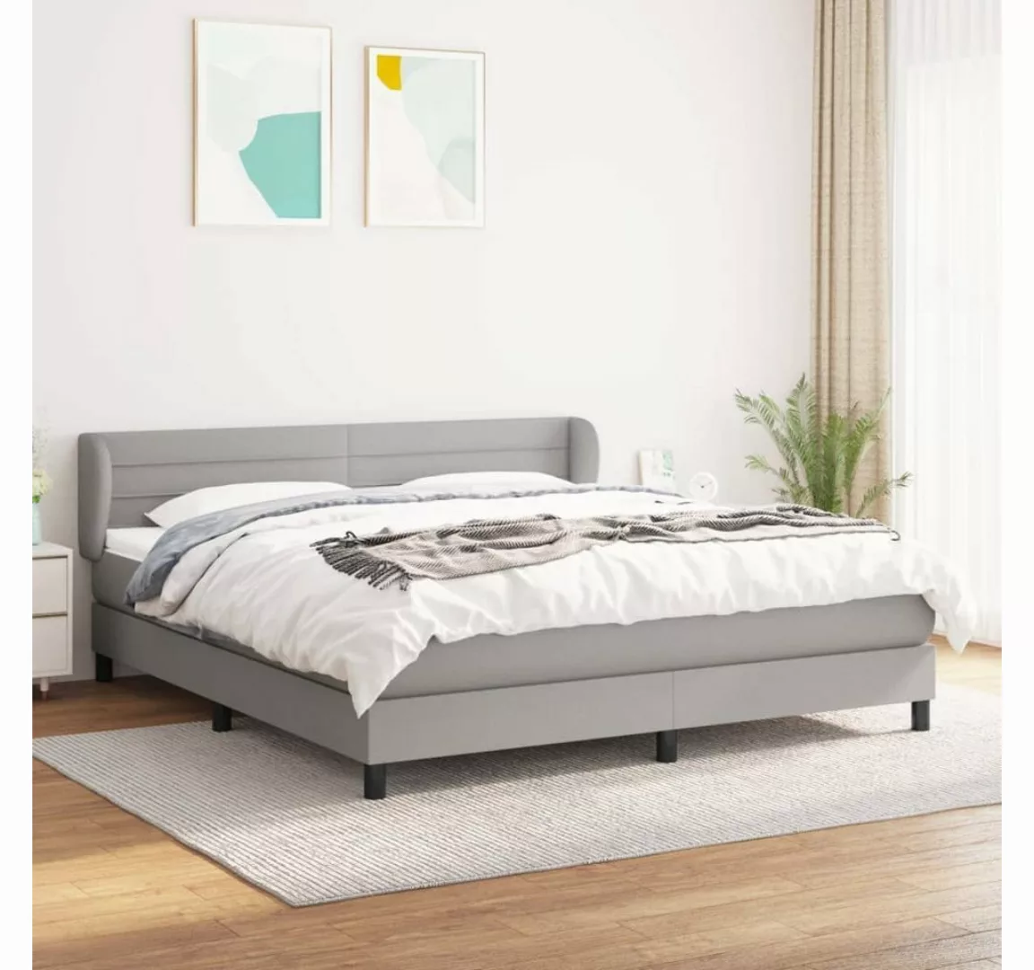 furnicato Bett Boxspringbett mit Matratze Hellgrau 160x200 cm Stoff günstig online kaufen