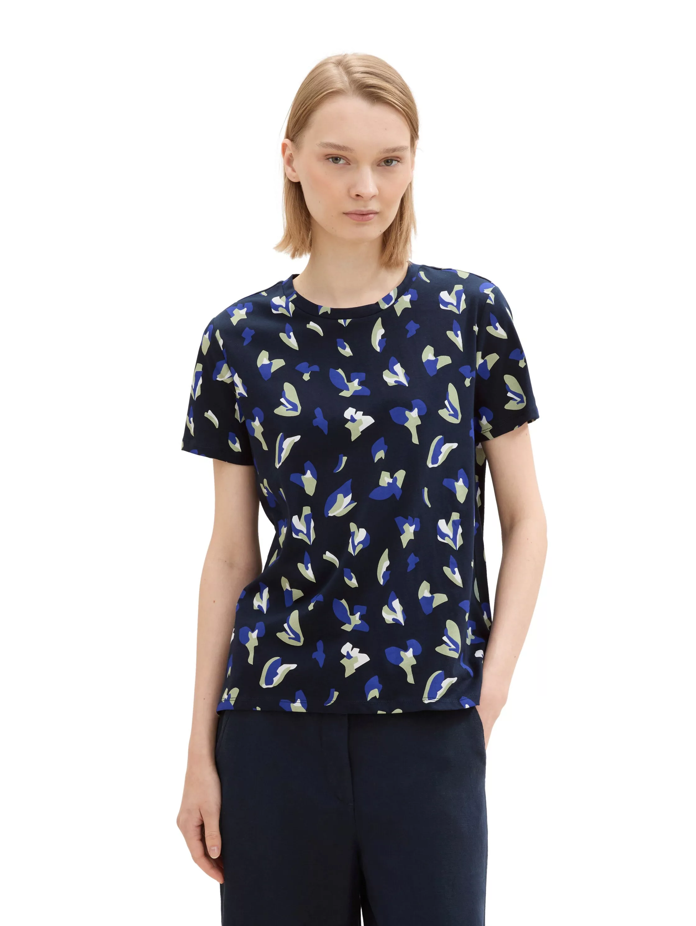 TOM TAILOR Denim Rundhalsshirt mit All-Over Print günstig online kaufen