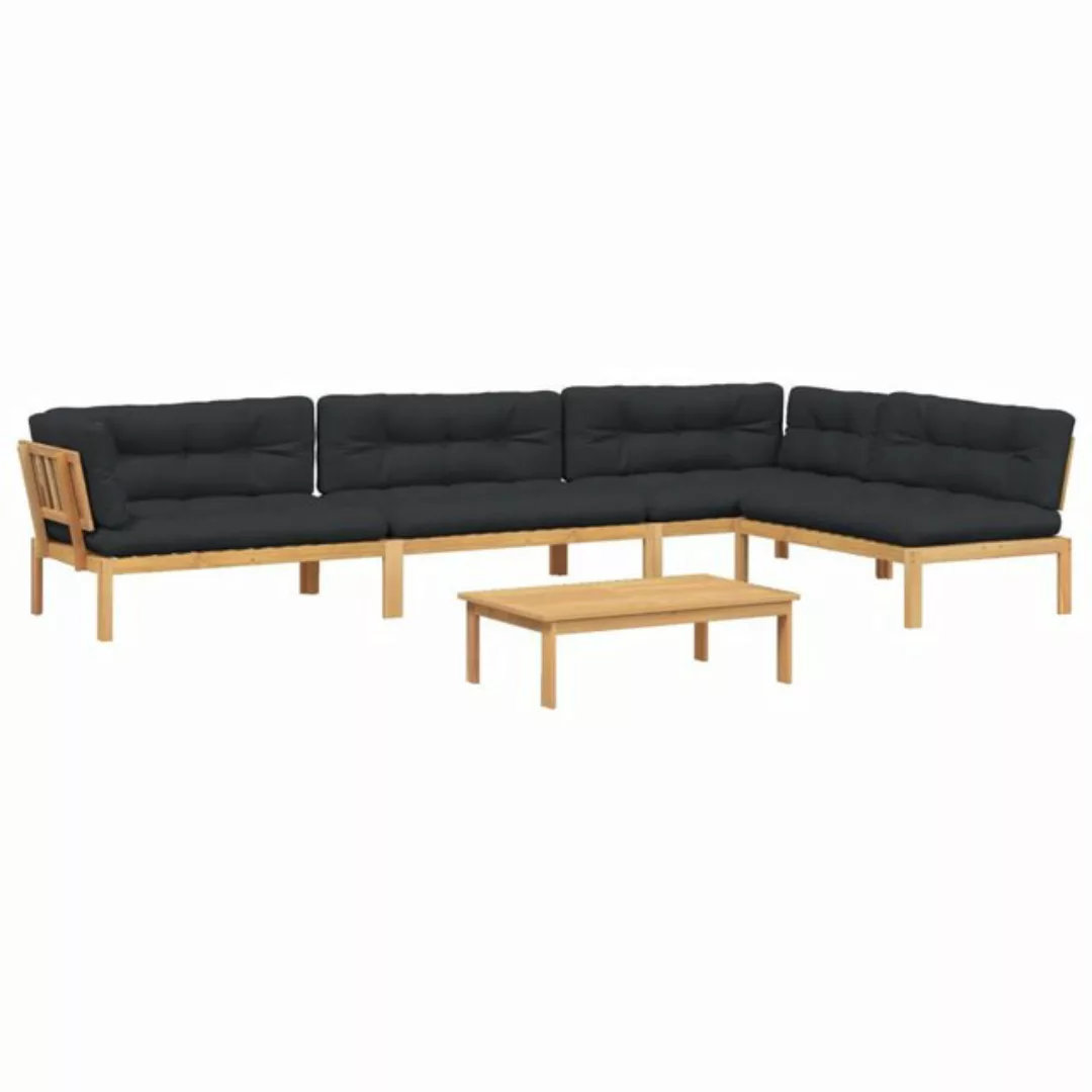 vidaXL Loungesofa 5-tlg. Garten-Sofagarnitur aus Paletten mit Kissen nholz, günstig online kaufen