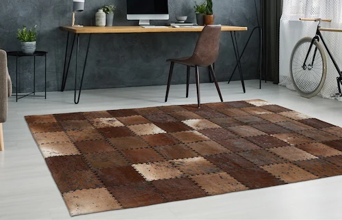 my home Lederteppich »Toska«, rechteckig, 5 mm Höhe, Wohnzimmer günstig online kaufen