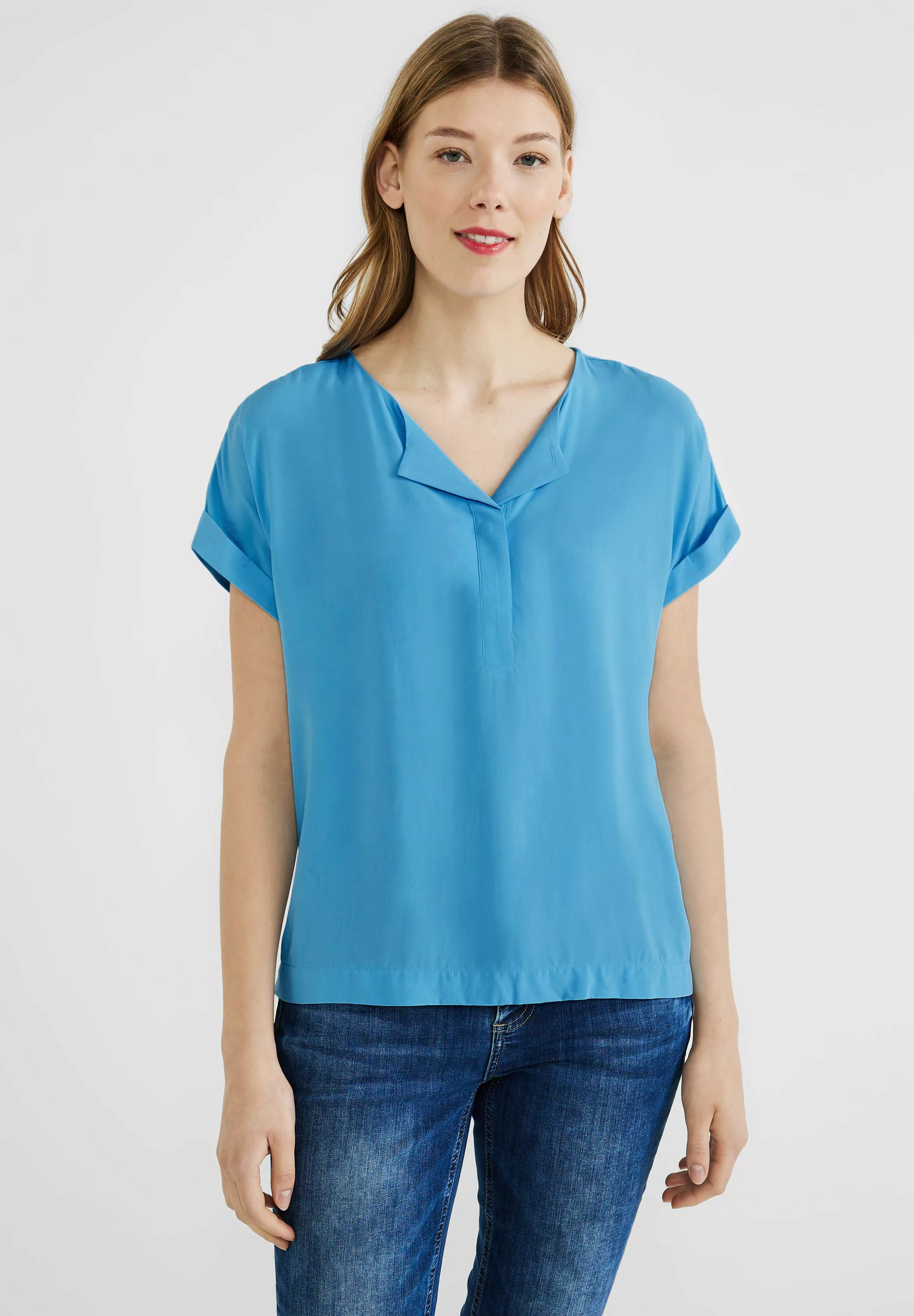 STREET ONE Shirtbluse, mit geschlitztem Rundhalsausschnitt günstig online kaufen
