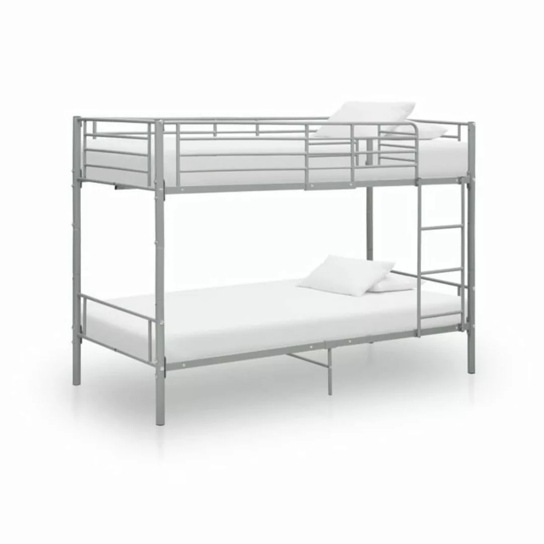 vidaXL Bettgestell Etagenbett Grau Metall 90200 cm Bett Bettrahmen Bettgest günstig online kaufen