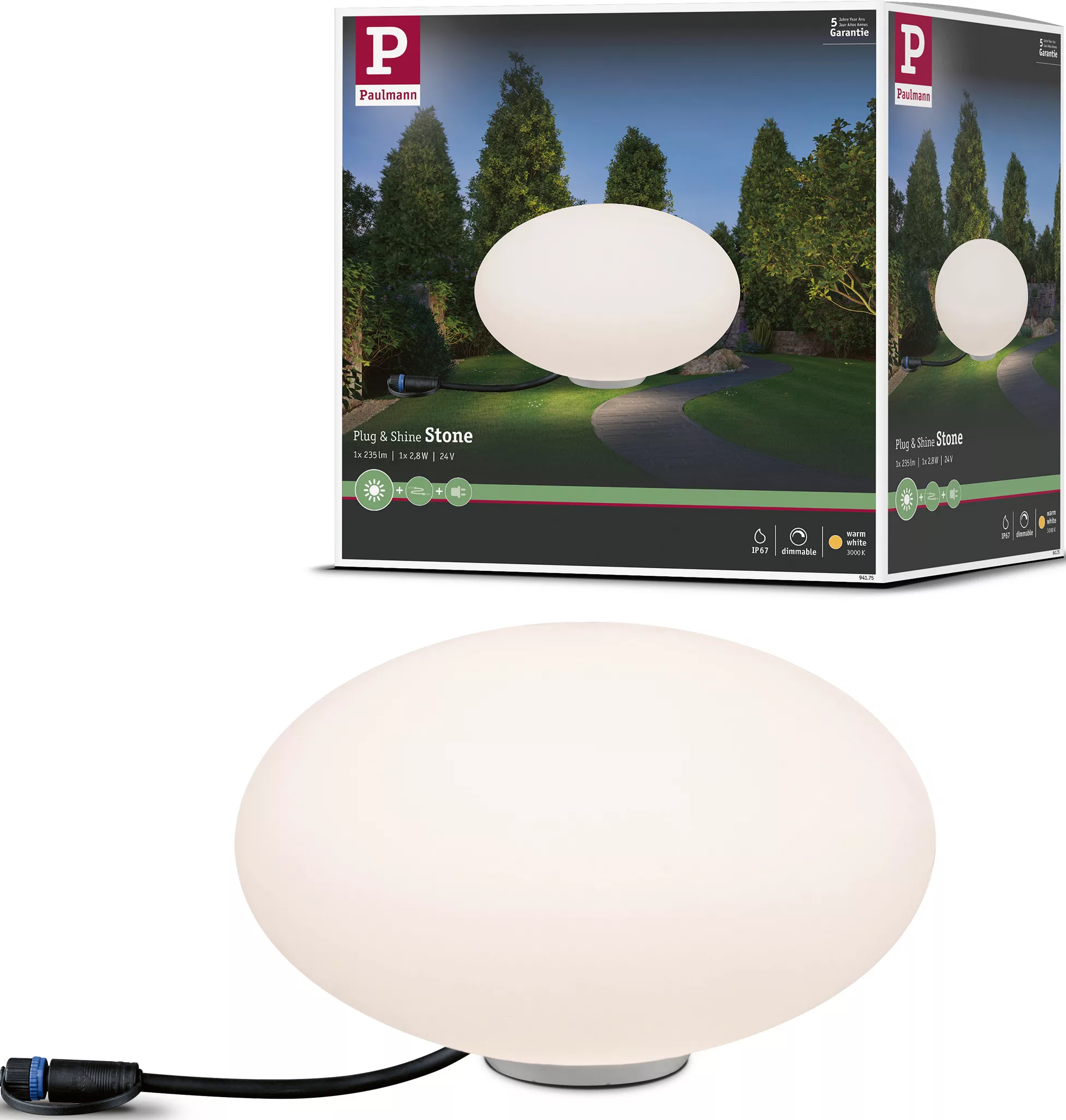 Paulmann Plug & Shine LED-Dekoleuchte Stone 28 cm günstig online kaufen