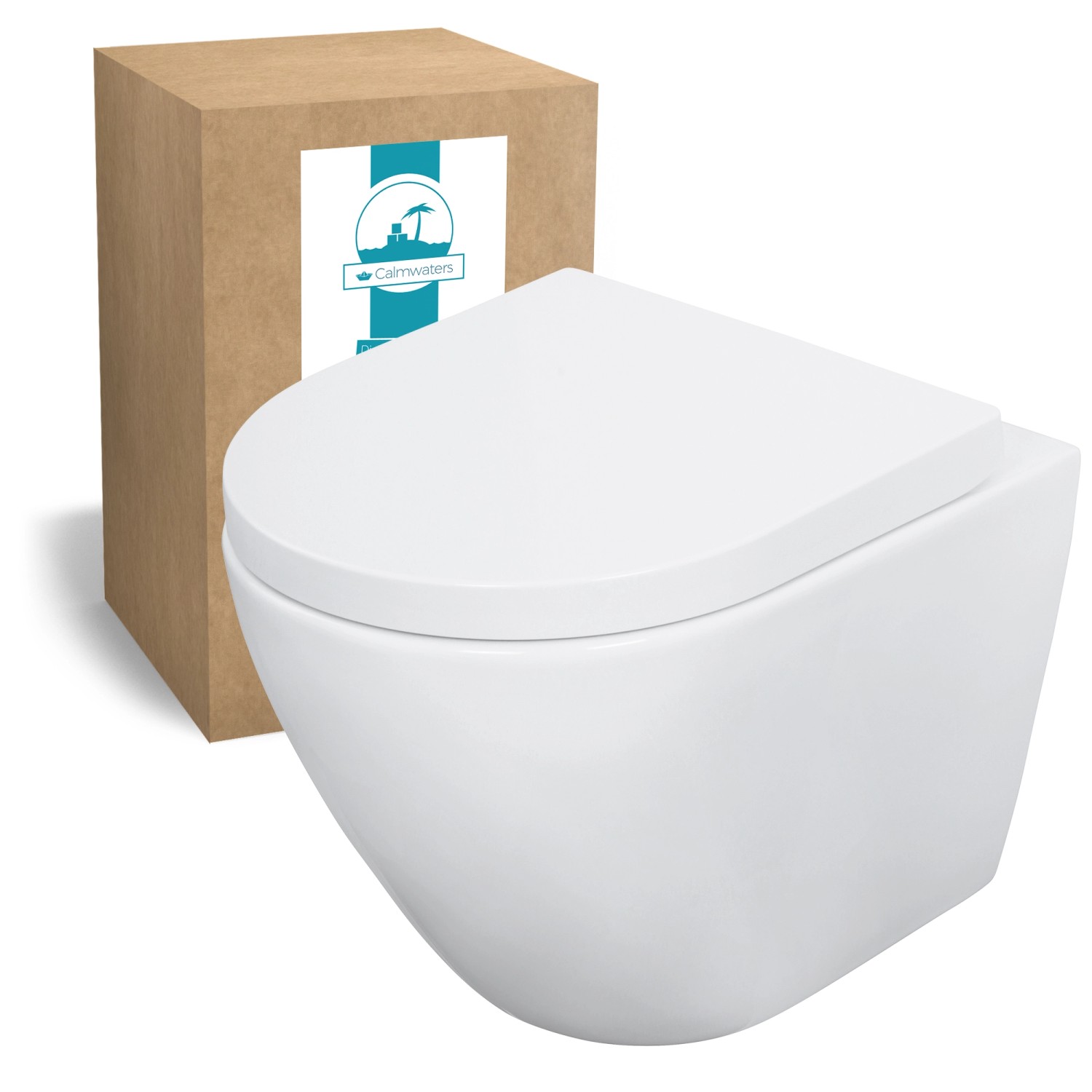Calmwaters Raumspar-WC Spülrandlos Wand-WC Verkürzt 45 cm Set WC-Sitz 08AB6 günstig online kaufen