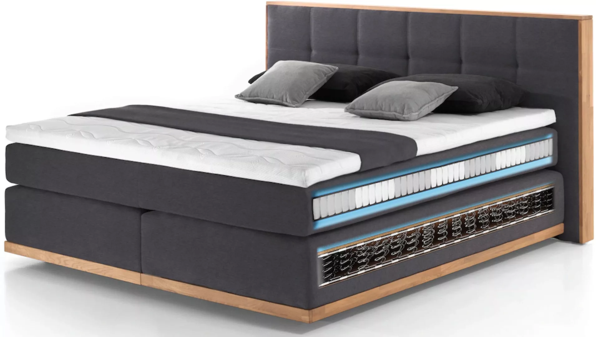 Places of Style Boxspringbett Vinton, mit LED-Beleuchtung, Massivholzrahmen günstig online kaufen