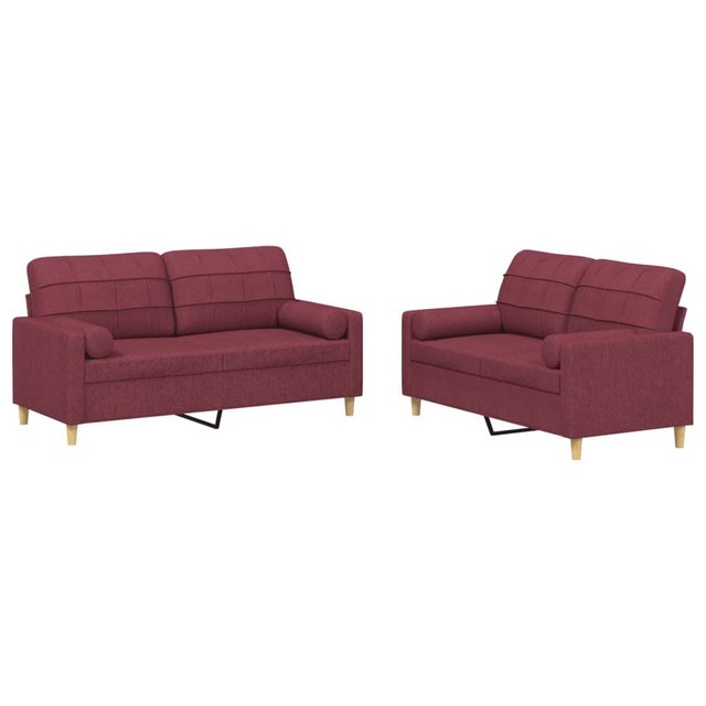 vidaXL Sofa Sofagarnitur mit Kissen Stoff, mit Zierkissen, Rot günstig online kaufen