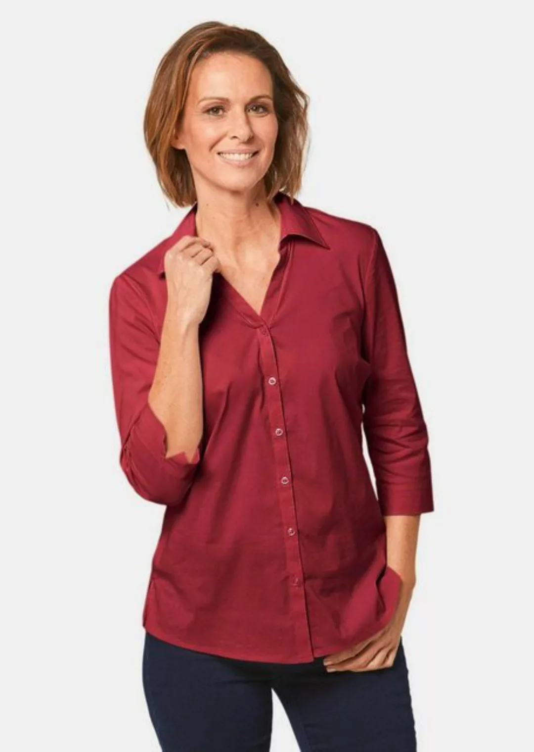 GOLDNER Hemdbluse Kurzgröße: Stretchbequeme Bluse mit Baumwolle günstig online kaufen