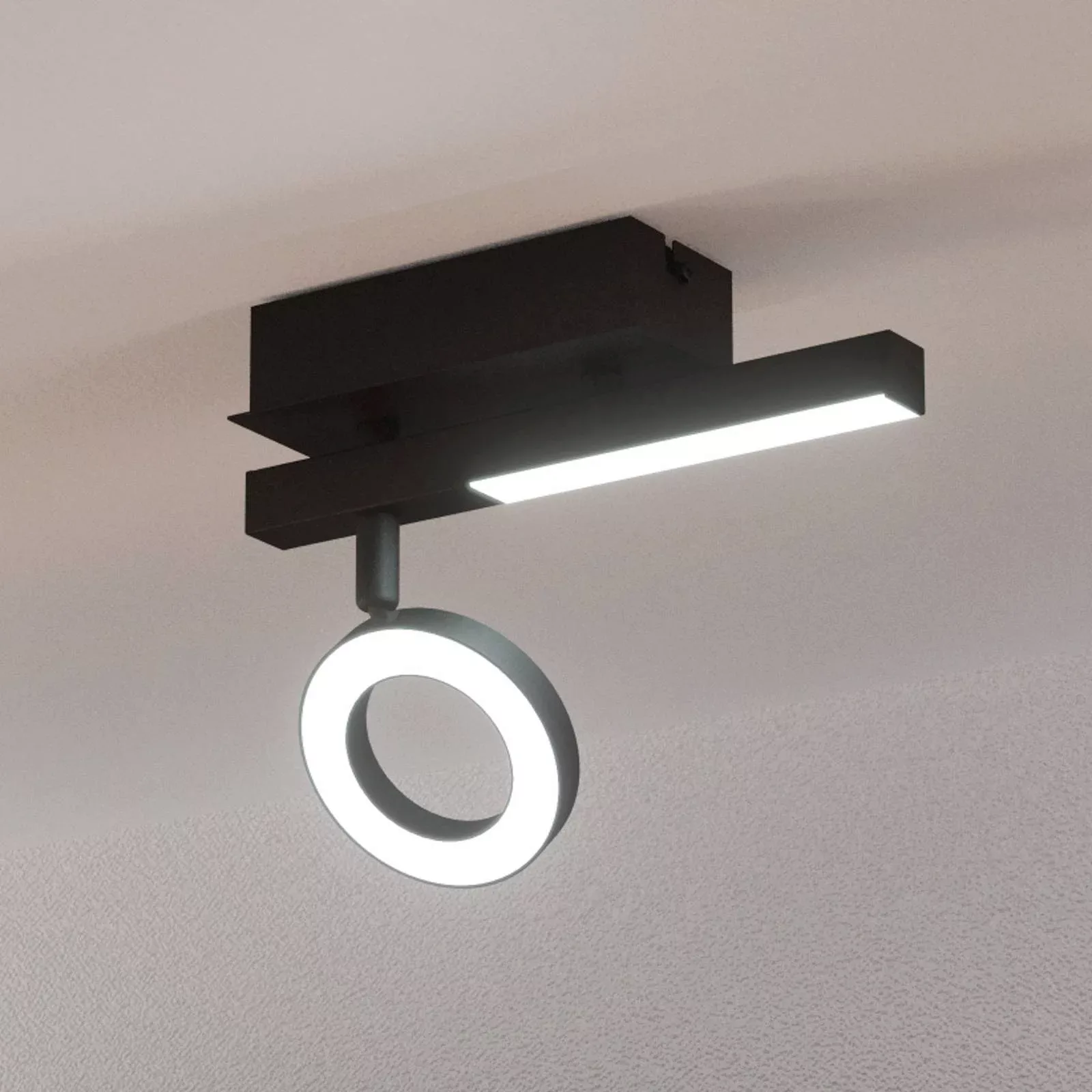 LED-Deckenspot Cardillio 2 schwarz mit einem Ring günstig online kaufen