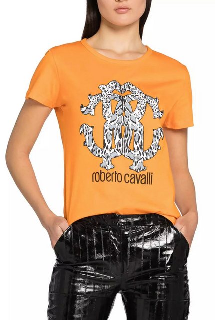 roberto cavalli T-Shirt Firenze RC Monogram Print Logo Slim Fir Scoop-Neck- günstig online kaufen