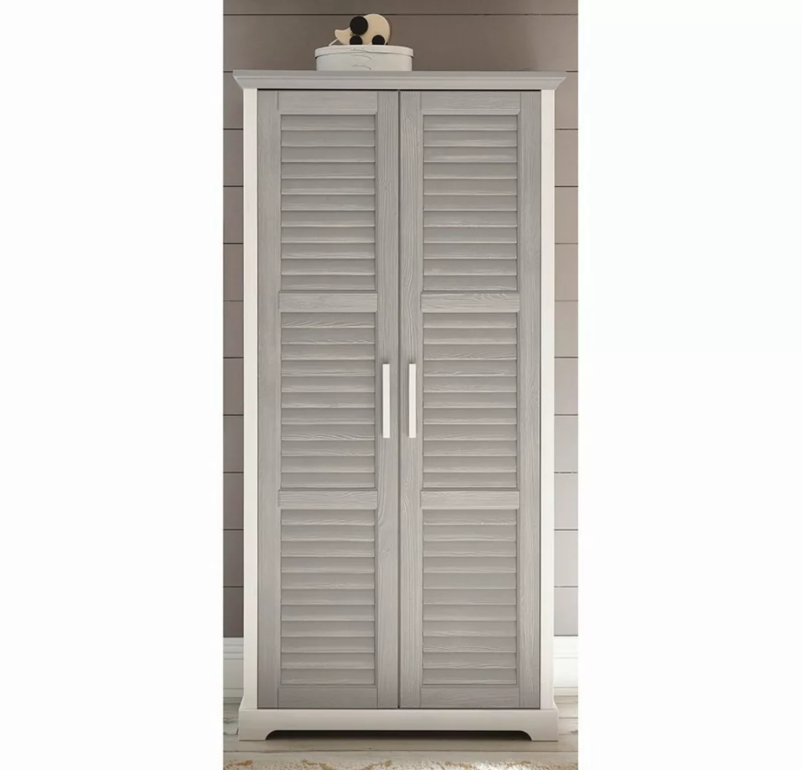 Lomadox Kleiderschrank AVON-78 Kiefer massiv, weiß grau, 2 Türen, 2 Kleider günstig online kaufen