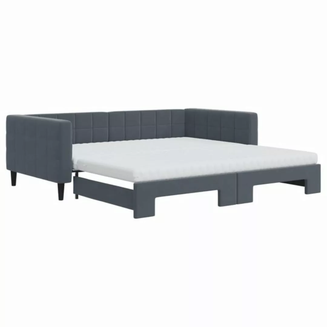 vidaXL Bett Tagesbett Ausziehbar mit Matratzen Dunkelgrau 100x200 cm Samt günstig online kaufen