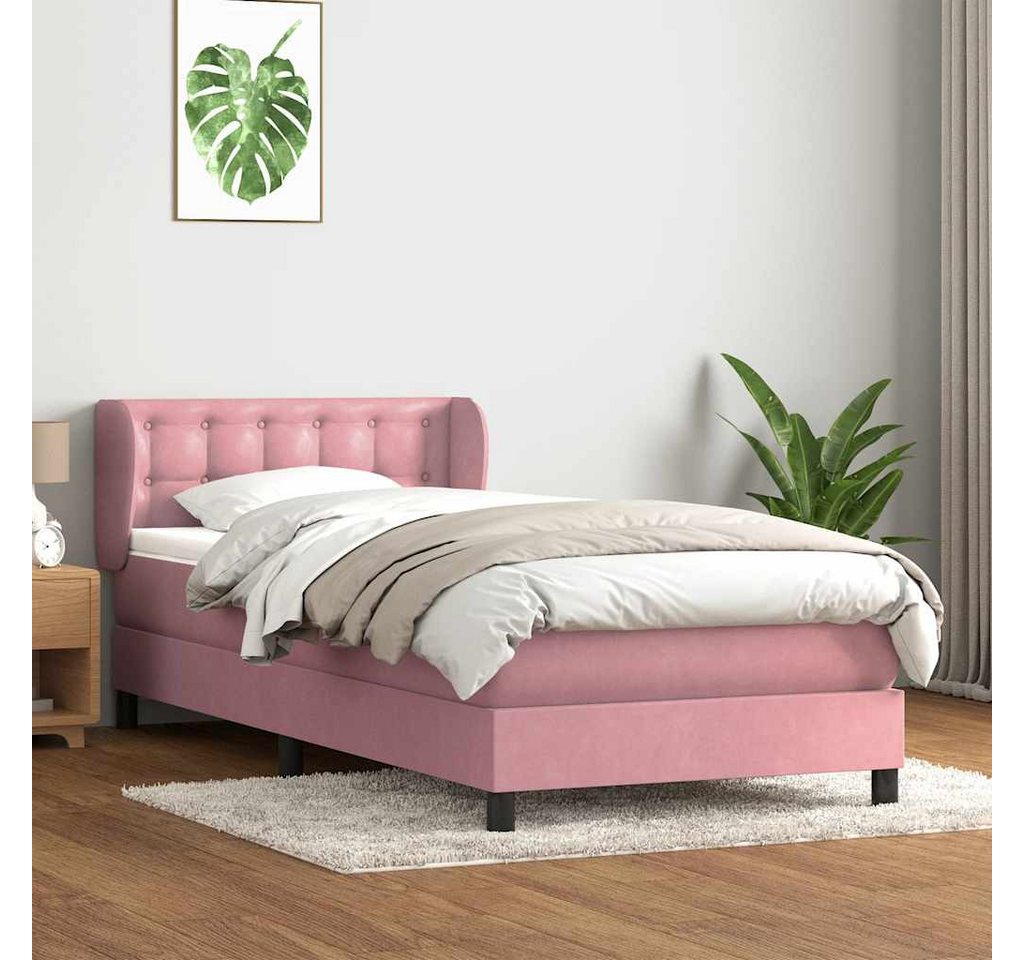 vidaXL Boxspringbett, Boxspringbett mit Matratze Rosa 90x220 cm Samt günstig online kaufen