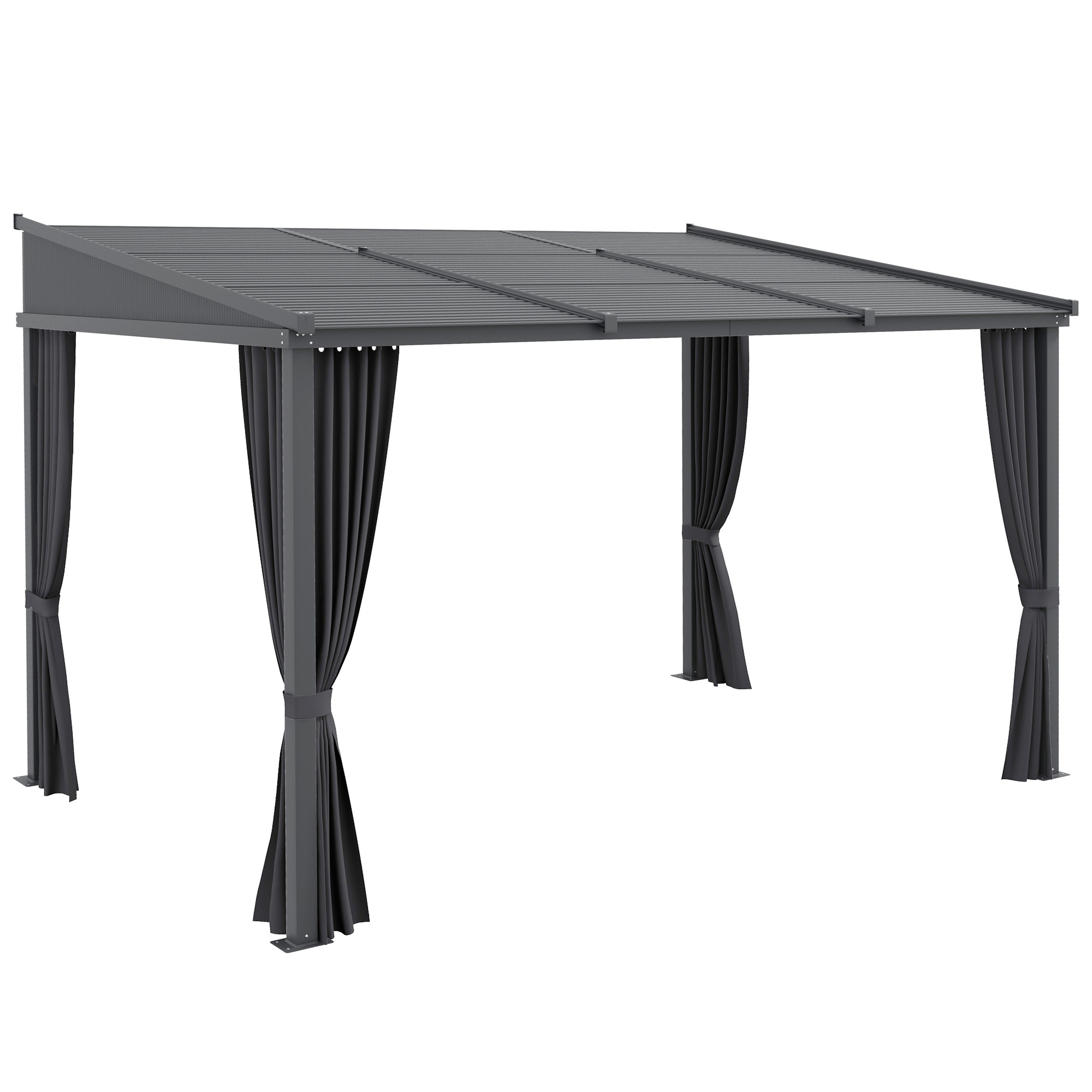 Outsunny Pergola mit Schiebeelementen grau Polyester B/H/L: ca. 255x242x365 günstig online kaufen