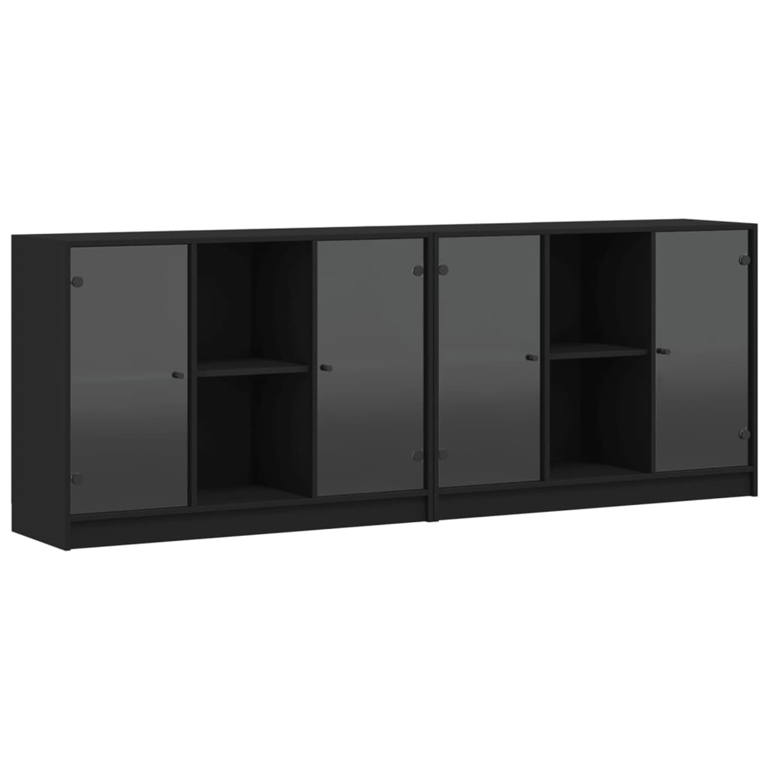 vidaXL Bücherschrank mit Türen Schwarz 204x37x75 cm Holzwerkstoff günstig online kaufen