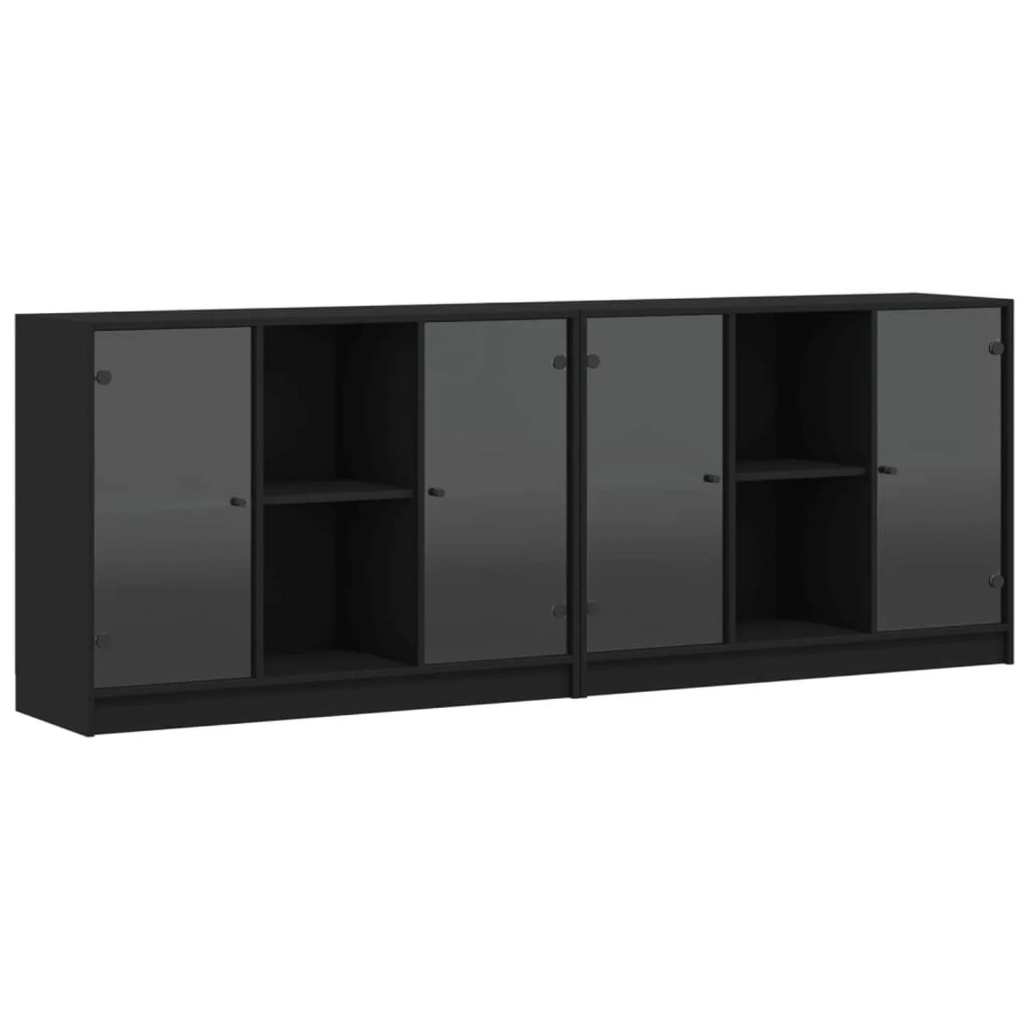 VidaXL Bücherschrank mit Türen Schwarz 204x37x75 cm Holzwerkstoff günstig online kaufen