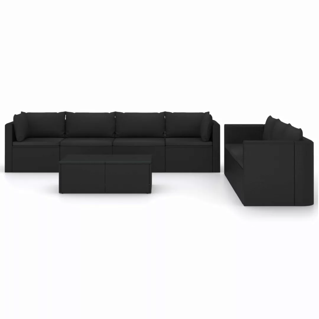 8-tlg. Garten-lounge-set Mit Kissen Poly Rattan Schwarz günstig online kaufen