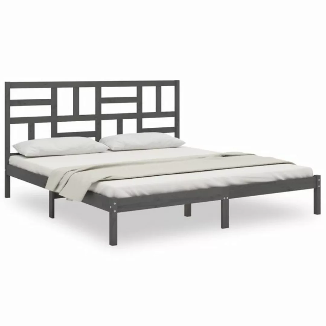 furnicato Bett Massivholzbett Grau 200x200 cm günstig online kaufen