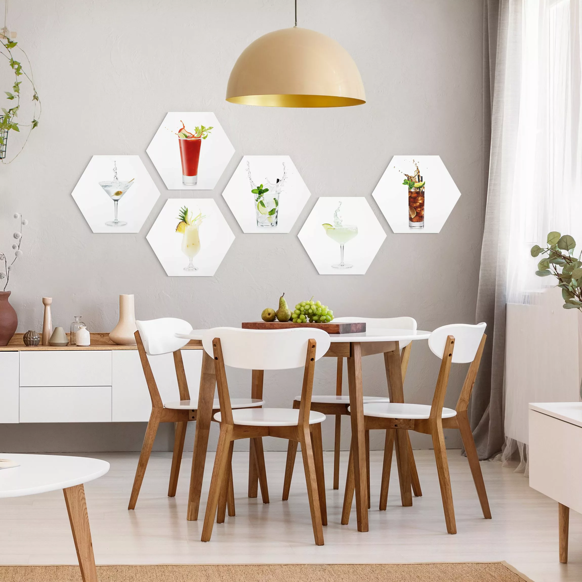 6-teiliges Hexagon-Forexbild Cocktail Splash Set II günstig online kaufen