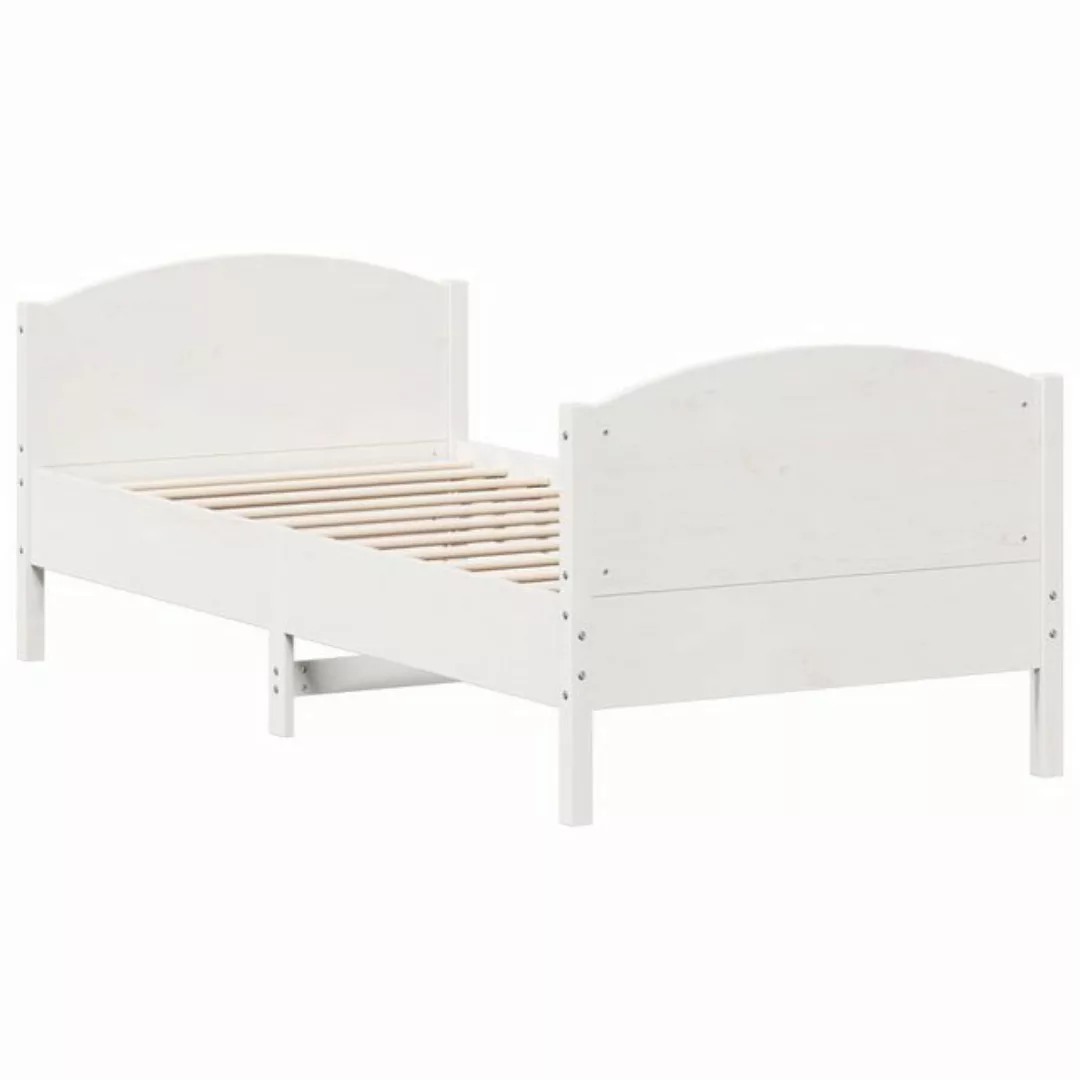 vidaXL Bettgestell Massivholzbett mit Kopfteil Weiß 90x190 cm Kiefer Bett B günstig online kaufen